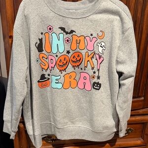 Gray Halloween Sweatshirt with Colorful Print